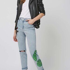 "Topshop Moto"Rio sequin - mom jeans / Size 26